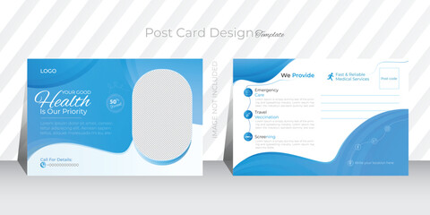 Vector healthcare postcard design template. It's a creative modern easy editable template. Which is very effective