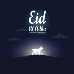 simple eid al adha greetings with goat symbol