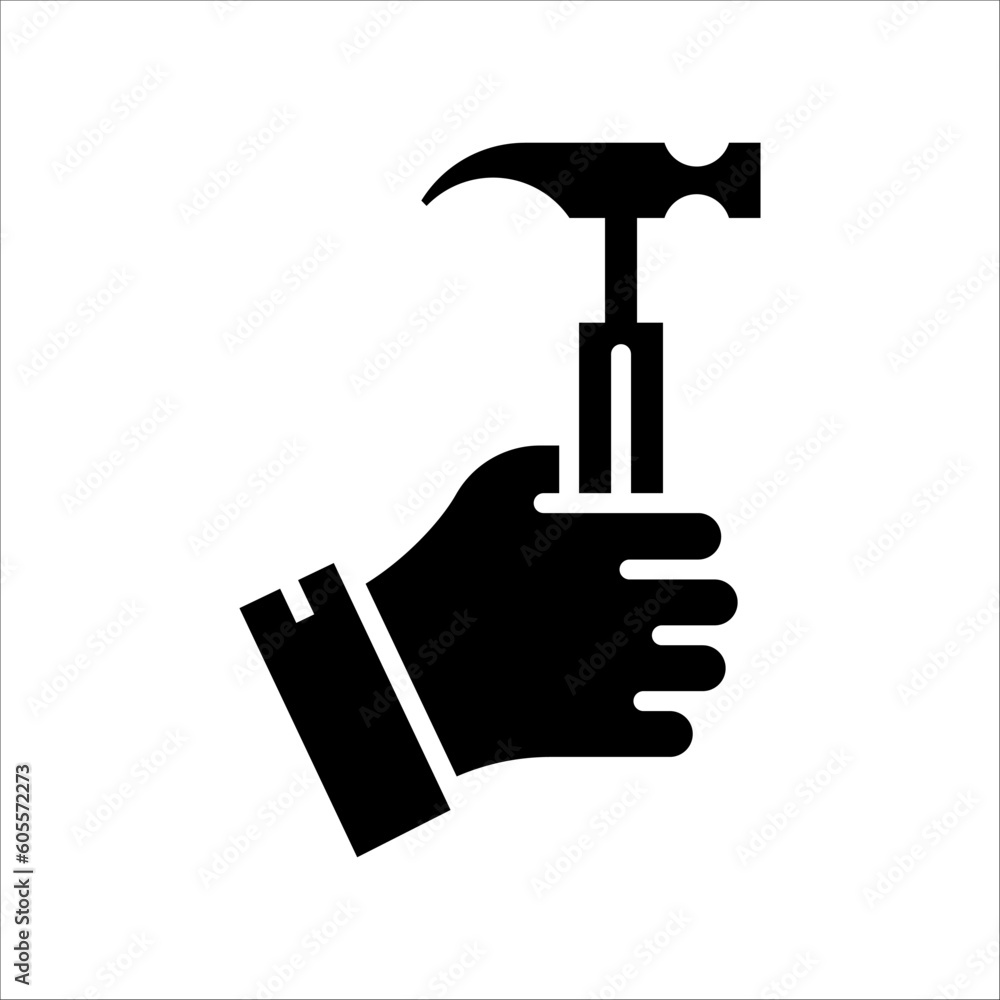 Poster solid vector icon for hammer which can be used various design projects.