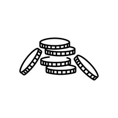 Fototapeta na wymiar Stack of coins or casino chips line art icon for games and apps