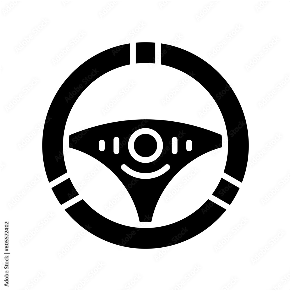 Poster solid vector icon for steering wheel which can be used various design projects.