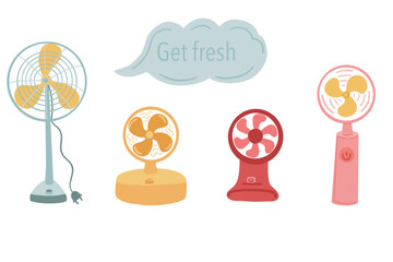 Fan set get fresh air hand drawn set