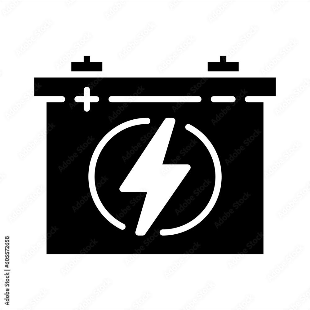 Aufkleber solid vector icon for battery which can be used various design projects.