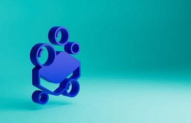 Blue Bar of soap icon isolated on blue background. Soap bar with bubbles. Minimalism concept. 3D render illustration
