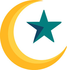 Islamic Mosque Moon and Star Decorative Lantern Flat Hand Drawn Illustration