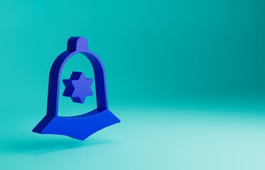 Blue British police helmet icon isolated on blue background. Minimalism concept. 3D render illustration