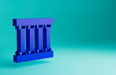 Blue Prison window icon isolated on blue background. Minimalism concept. 3D render illustration