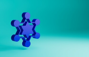 Blue Hexagram sheriff icon isolated on blue background. Police badge icon. Minimalism concept. 3D render illustration