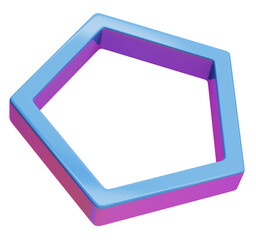 Colorful hexagon shape icon 3d render cutout