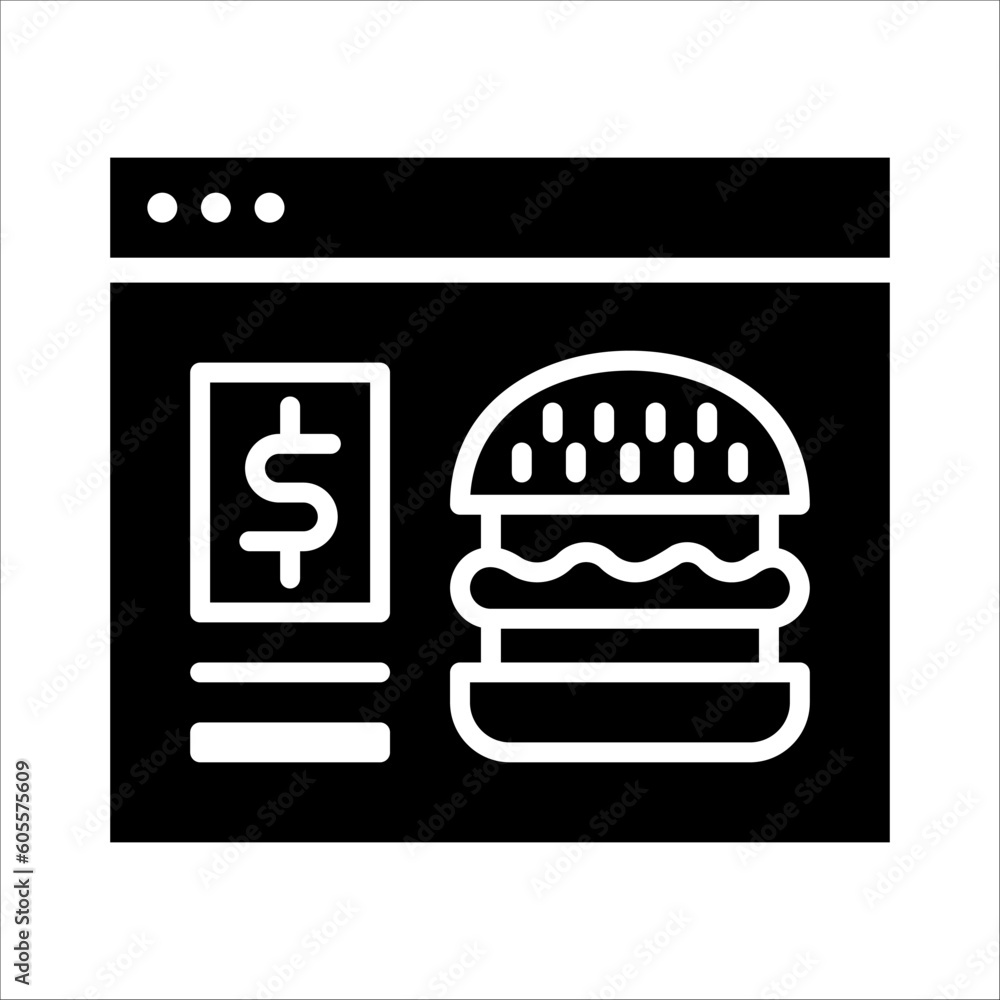 Poster solid vector icon for online food order which can be used various design projects.