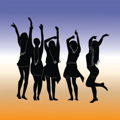 silhouettes of dancing people