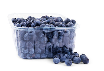 Set of fresh blueberries on white background