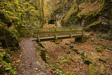 Hiking track in Johannesbachklamm between Würflach und Greith, Lower Austria, Austria, Europe,...
