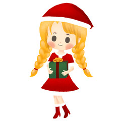 Santa Santy girl - Gift, Christmas, celerbration. Cute character. Transparent background. png