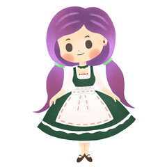 Maid - nanny, pretty girl. Cute character. Transparent background. png