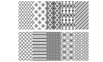 Set of geometric patterns for wallpaper wrapping, pattern filling, web background, texture. Vector Illustration.