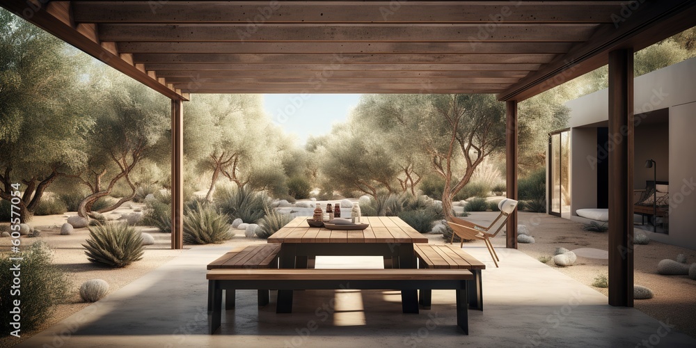 Aufkleber a place to have picnics complete with a table and seats generative ai