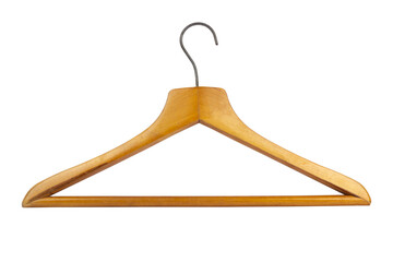 wooden clothes hanger, empty clothes hanger, isolated from the background