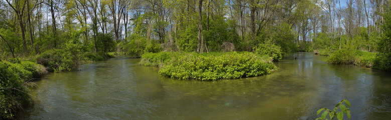 River Fischa at Eggendorf, Austria, Europe
