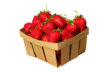 strawberries in a box, ripe strawberries in a box isolated from the background