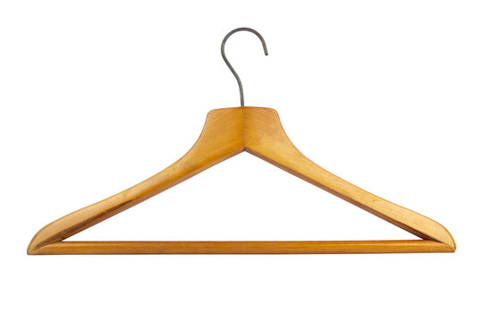 wooden clothes hanger, empty clothes hanger, isolated from the background