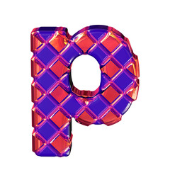 Blue symbol with thick red rhombuses. letter p - obrazy, fototapety, plakaty