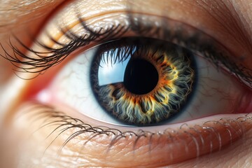 Close up detail beautiful female eye macro, Generative AI