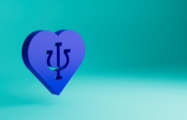 Blue Psychology icon isolated on blue background. Psi symbol. Mental health concept, psychoanalysis analysis and psychotherapy. Minimalism concept. 3D render illustration