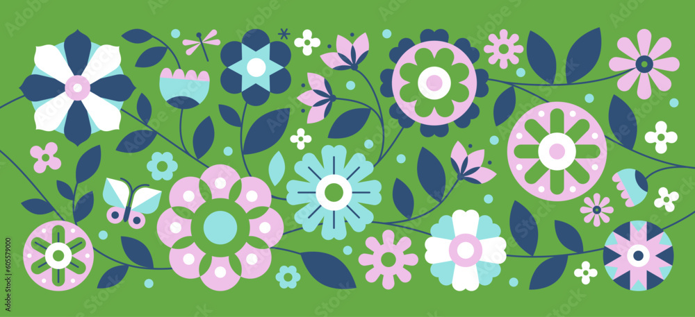 Aufkleber vector set of abstract creative backgrounds in minimal trendy style with geometric flowers - design 