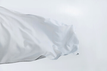 White flag waving on white background