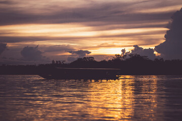Naklejka premium rio de selva al atardecer