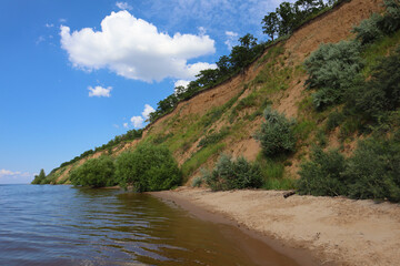 Summer landscape. Beautiful sky with clouds. Break. Copyspace