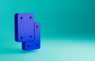 Blue Knee pads icon isolated on blue background. Extreme sport. Skateboarding, bicycle, roller skating protective gear. Minimalism concept. 3D render illustration