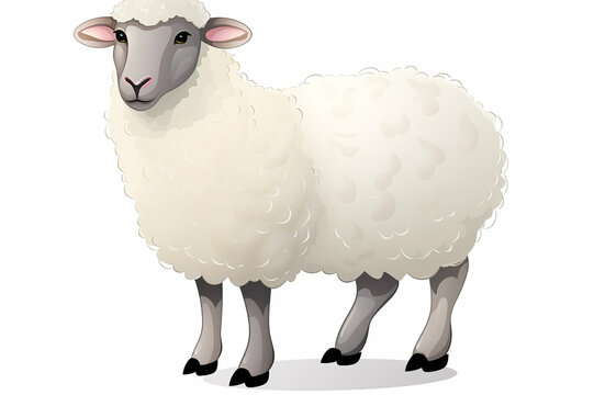 Eid al adha, Islamic Festival, White Sheep Cartoon On Transparent Background. Generative Ai