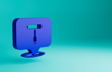 Blue Multi-Function All-In-One portable skate tool T-tool for skateboard, longboard, electric skateboard icon isolated on blue background. Minimalism concept. 3D render illustration