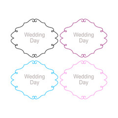 WEDDING DAY ORNAMENTAL FRAMES, LABELS COLLECTION ISOLATED ON WHITE