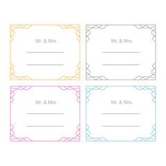 Mr and Mrs Ornamental Labels Collection isolated on White
