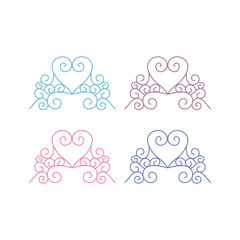 Luxury Wedding Ornaments Collection isolated on White