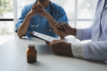 Modern medical research laboratory Illustration of two scientists working, medical team Data analysis of drugs used to treat Scientific pharmaceutical laboratories for medicine, health insurance.