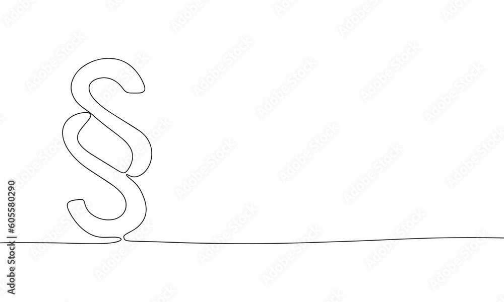 Poster section mark or paragraph symbol. continuous line one drawing. vector illustration. simple line illu