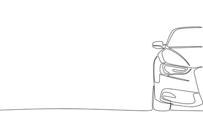 Car, half of car. Continuous line one drawing. Vector illustration. Simple line illustration.