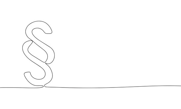 Section mark or paragraph symbol. Continuous line one drawing. Vector illustration. Simple line illustration.