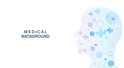 Medical molecular background with medical elements, cardiogram. Biotechnological concept, innovative technologies, health care. Vector