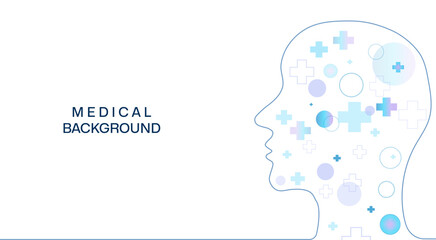 Medical molecular background with medical elements, cardiogram. Biotechnological concept, innovative technologies, health care. Vector