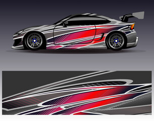 Car wrap design vector. Graphic abstract stripe racing background kit designs for wrap vehicle  race car  rally  adventure and livery