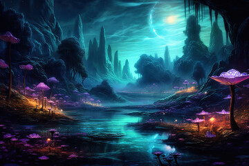 beautiful surreal otherworldly landscape, fantasy art, Generative AI