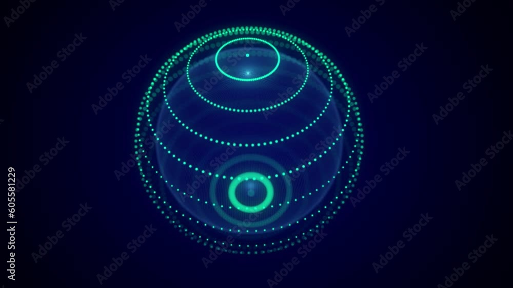 Poster futuristic sphere made of particles for connect network. flow of particle in cyberspace. space energ