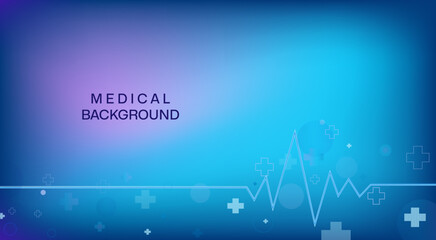 Medical molecular background with medical elements, cardiogram. Biotechnological concept, innovative technologies, health care. Vector