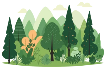 Foto op Aluminium Forrest landscape with grass, nature inspired vector illustration © SachiDesigns