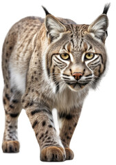 Sneaking lynx isolated on a white background, generative AI animal
